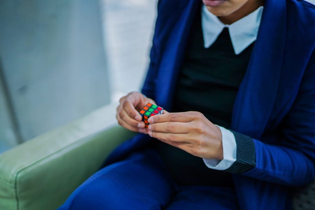 Person with a mental health condition uses a fidget toy