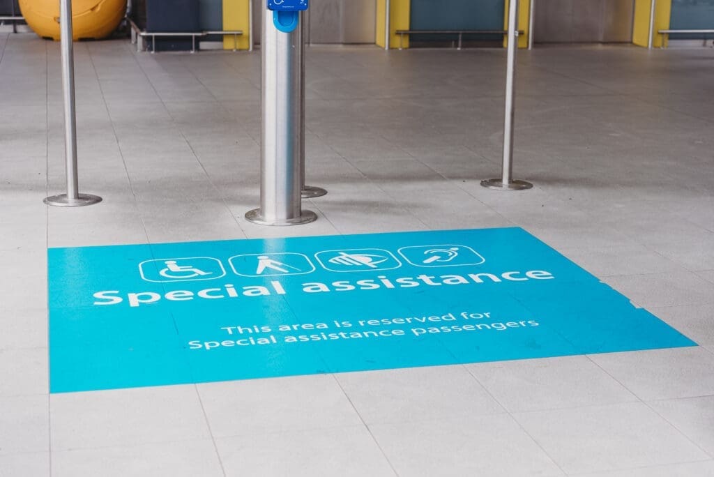 Special assistance floor signage.