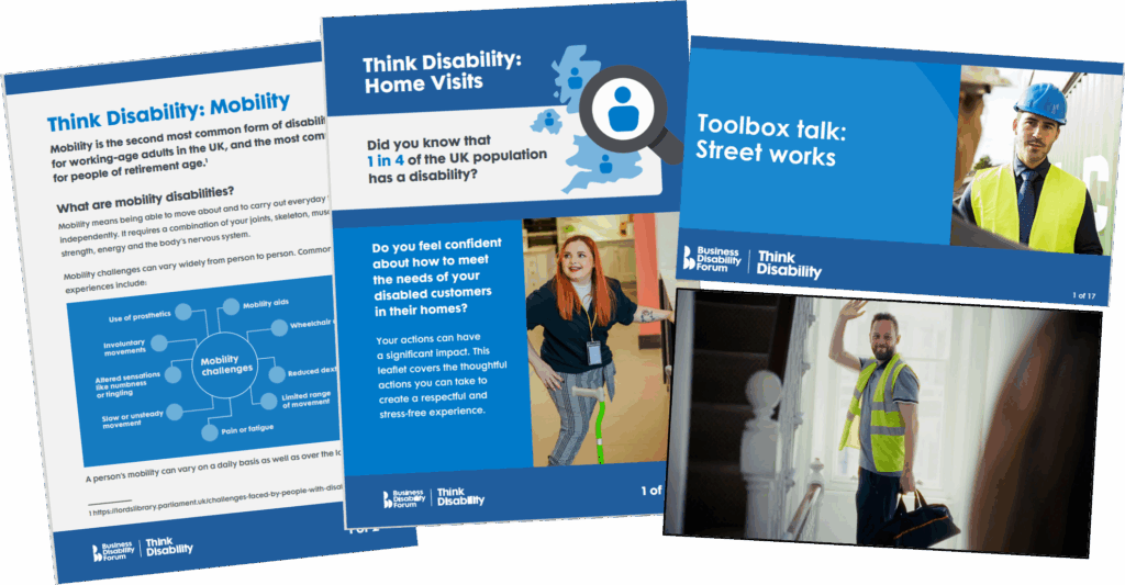 Montage of desk-free workers resource set